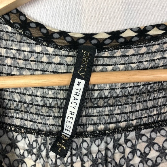 Plenty by Tracy Reese Tan & Black Printed Faux Wrap Long Sleeve Dress S - Picture 7 of 8